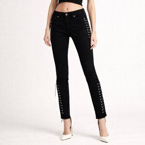 Hudson Black Skinny Jeans - Lace Up details at Hip and Ankle